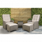 Dellonda Chester Rattan Wicker Outdoor Recliner Seat & Coffee Table Set, Brown DG68