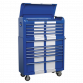 Retro Style Extra-Wide Topchest & Rollcab Combination 10 Drawer Blue/White Stripes AP41COMBOBWS