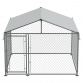 Dellonda 2 x2 x 1.5m Dog Kennel, Galvanised Steel, Roof Cover, Chain Link Fencing DG281