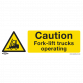 Warning Safety Sign - Caution Fork-Lift Trucks - Self-Adhesive Vinyl SS44V1