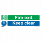 Safe Conditions Safety Sign - Fire Exit Keep Clear (Large) - Self-Adhesive Vinyl - Pack of 10 SS32V10