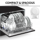 Baridi Compact Tabletop Dishwasher 6 Place Settings, 6 Programmes, Low Noise, 6.5L Cycle, Start Delay - Black DH85