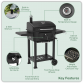 Dellonda Charcoal Grill BBQ Smoker and Trolley with 2 Side Shelves - Black DG283