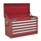 Topchest & Rollcab Combination 10 Drawer with Ball-Bearing Slides - Red & 148pc Tool Kit APCOMBOBBTK55