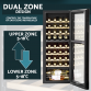 Baridi 36 Bottle Dual Zone Wine Cooler, Fridge with Digital Touch Screen Controls, Wooden Shelves & LED Light, Black DH91