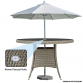 Dellonda Chester Rattan Wicker Outdoor Dining Table with Tempered Glass Top, Brown DG66