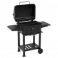 Dellonda Charcoal Grill BBQ Smoker and Trolley with 2 Side Shelves - Black DG283