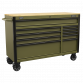Superline PRO® Mobile Trolley with Wooden Worktop & Power Bar 10 Drawer 1320mm AP5210KBE
