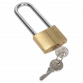 Brass Body Padlock with Brass Cylinder Long Shackle 40mm S0989