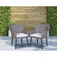 Dellonda Buxton Rattan Wicker Outdoor Dining Armchairs with Cushion, Set of 2, Grey DG76