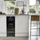 Baridi 18 Bottle Dual Zone Wine Cooler, Fridge with Digital Touch Screen Controls, Wooden Shelves & LED Light, Black DH89