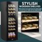 Baridi 27 Bottle Dual Zone Wine Cooler, Fridge with Digital Touch Screen Controls, Wooden Shelves & LED Light, Black DH90