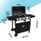 Dellonda 4 Burner Gas BBQ Grill, Ignition, Thermometer, Black/Stainless Steel DG15