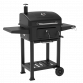 Dellonda Charcoal Grill BBQ Smoker and Trolley with 2 Side Shelves - Black DG283