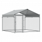 Dellonda 2 x2 x 1.5m Dog Kennel, Galvanised Steel, Roof Cover, Chain Link Fencing DG281