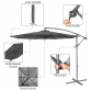 Dellonda Ø3m Banana Parasol/Umbrella for Garden, Patio with Crank Handle, 8 Ribs and Cover, Grey CanopY DG264