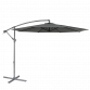 Dellonda Ø3m Banana Parasol/Umbrella for Garden, Patio with Crank Handle, 8 Ribs and Cover, Grey CanopY DG264