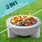 Dellonda Round MgO Fire Pit with BBQ Grill, Ø75cm, Safety Mesh Screen - Light Grey DG190