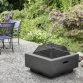 Dellonda Square MgO Fire Pit with BBQ Grill, Safety Mesh Screen and Fire Poker, Magnesium Oxide, Suitable for Wood and Charcoal - Dark Grey - DG193 DG193