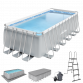 Dellonda 25ft Deluxe Steel Frame Swimming Pool with Step Ladder, Ground Covers and Filter Pump DL151