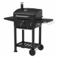 Dellonda Charcoal Grill BBQ Smoker and Trolley with 2 Side Shelves - Black DG283