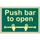 Push Bar To Open - Photoluminescent 300 x 200mm SCA1584