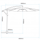 Dellonda Ø3m Banana Parasol/Umbrella for Garden, Patio with Crank Handle, 8 Ribs and Cover, Cream Canopy DG265