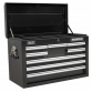 Topchest & Rollcab Combination 15 Drawer with Ball-Bearing Slides - Black & 148pc Tool Kit APCOMBOBBTK58