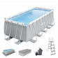 Dellonda 21ft Deluxe Steel Frame Swimming Pool, Rectangular with Step Ladder, Pool and Ground Covers and Filter Sand Pump DL150