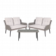 Dellonda Buxton Rattan Wicker 3 Piece Outdoor Balcony Coffee Table Set, Grey DG95
