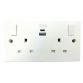 Switched Socket 2-Gang + 2 USB A/C Ports 13A DCN4420NB