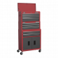 Topchest, Mid-Box & Rollcab 9 Drawer Stack - Red AP2200BBSTACK