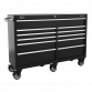 Rollcab 11 Drawer 1430mm Heavy-Duty Black PTB143011