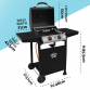 Dellonda 2 Burner Gas BBQ Grill, Ignition, Thermometer, Black/Stainless Steel DG13