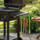 Dellonda Charcoal Grill BBQ Smoker and Trolley with 2 Side Shelves - Black DG283