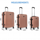 Dellonda 3-Piece Lightweight ABS Luggage Set with Integrated TSA Approved Combination Lock - Rose Gold - DL125 DL125