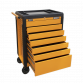 Rollcab 7 Drawer Push-To-Open - Orange APPD7O