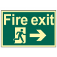 Fire Exit Running Man Arrow Right - Photoluminescent 300 x 200mm SCA1581