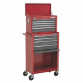 Topchest & Rollcab Combination 13 Drawer with Ball-Bearing Slides - Red/Grey AP22513BB