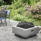 Dellonda Square MgO Fire Pit with BBQ Grill, Safety Mesh Screen and Fire Poker, Magnesium Oxide, Suitable for Wood and Charcoal - Light Grey - DG192 DG192