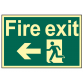 Fire Exit Running Man Arrow Left - Photoluminescent 300 x 200mm SCA1583