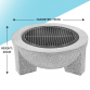 Dellonda Round MgO Fire Pit with BBQ Grill, Ø75cm, Safety Mesh Screen - Light Grey DG190