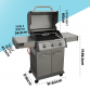 Dellonda 3 Burner Deluxe Gas BBQ Grill, Piezo Ignition, Stainless Steel, Wheels DG16