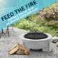 Dellonda Round MgO Fire Pit with BBQ Grill, Ø75cm, Safety Mesh Screen - Light Grey DG190