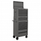 Topchest, Mid-Box & Rollcab Combination 14 Drawer with Ball-Bearing Slides - Grey APSTACKTGR