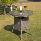 Dellonda Chester Rattan Wicker Outdoor Bistro Table with Tempered Glass Top, Brown DG65