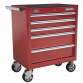 Topchest & Rollcab Combination 10 Drawer with Ball-Bearing Slides - Red & 148pc Tool Kit APCOMBOBBTK55