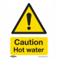 Warning Safety Sign - Caution Hot Water - Self-Adhesive Vinyl - Pack of 10 SS38V10