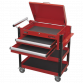 Heavy-Duty Mobile Tool & Parts Trolley 2 Drawers & Lockable Top - Red AP760M