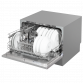 Baridi Compact Tabletop Dishwasher 6 Place Settings, 6 Programmes, Low Noise, 6.5L Cycle, Start Delay - Silver DH84